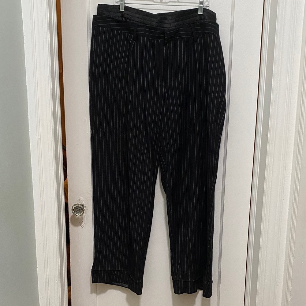 Eloquii Women's Black Striped Trousers